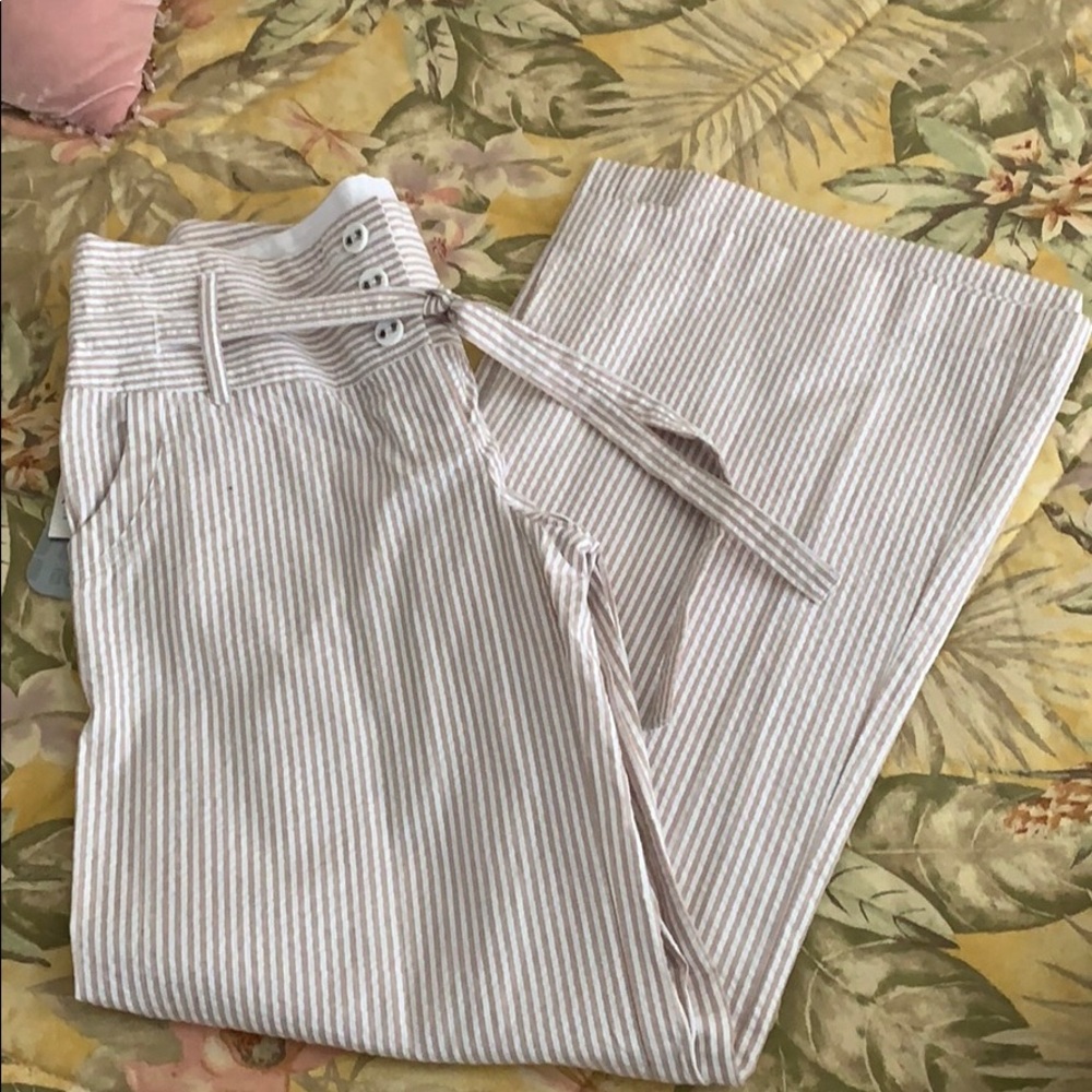 WIDE LEG PINSTRIPE PANTS - Picture 1 of 5